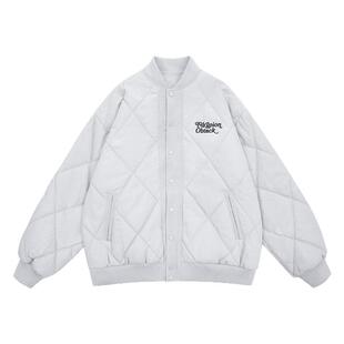 FDR官方店 灯芯绒菱形格棉服棉衣男女冬季加厚保暖棒球领防寒外套