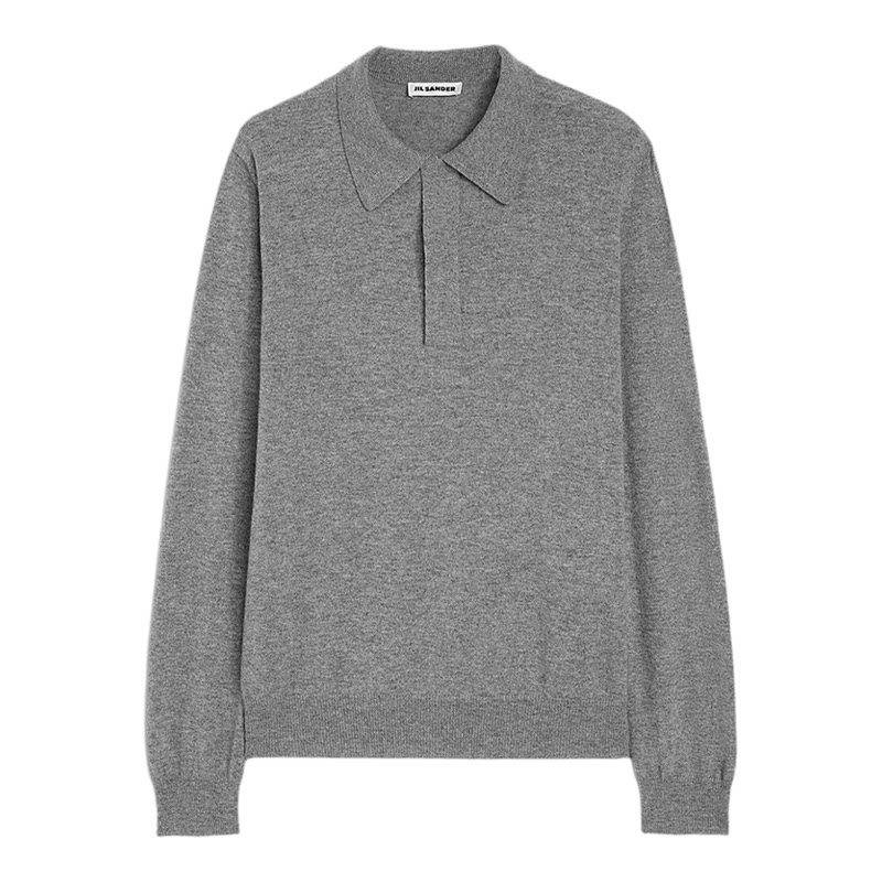 JILSANDER羊毛灰色针织Polo衫