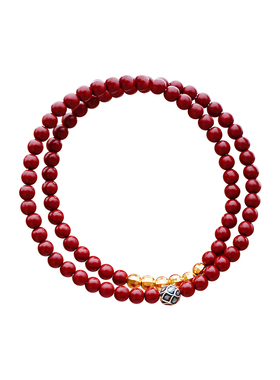 山川心语正品高纯双圈朱砂手串