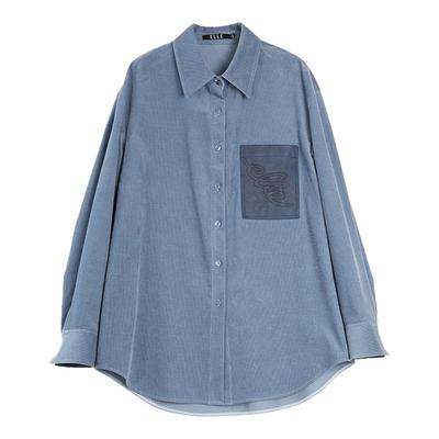 ELLE法式松弛感灯芯绒衬衫女