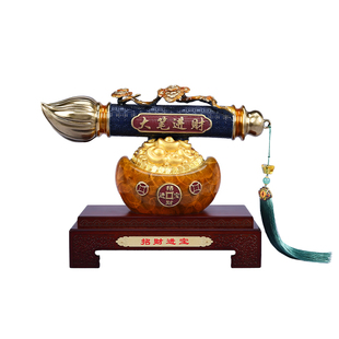 黄铜《大笔进财》摆件家居客厅玄关办公室桌面送领导开业乔迁礼品