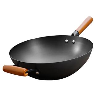 爱仕达炒锅尖圆底无涂层精铁锅家用炒菜锅燃气灶明火专用不锈锅具