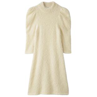 SNIDEL秋冬甜美纯色毛绒泡泡袖中袖针织连衣裙SWNO235048