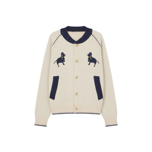 SPEAR YOUTH“狗狗童话镇”厚织小狗提花针织衫满印休闲开衫毛衣