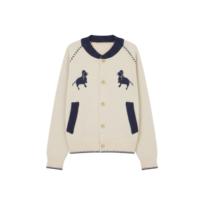 SPEARYOUTH开衫小狗提花针织衫