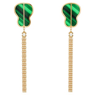 诺麟绿天系列耳饰耳钉孔雀石锆石小众原创设计新中式大气轻奢钻