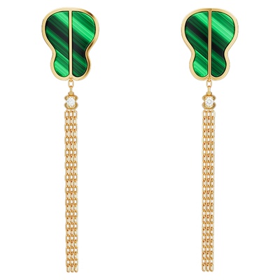 诺麟绿天系列耳饰耳钉孔雀石锆石小众原创设计新中式大气轻奢钻