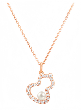 月售500条K玫瑰金钻石葫芦锁骨链