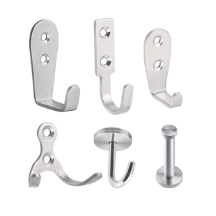 不锈钢挂钩单个厨房墙上打孔固定挂衣钩壁挂墙壁承重衣柜衣帽挂勾