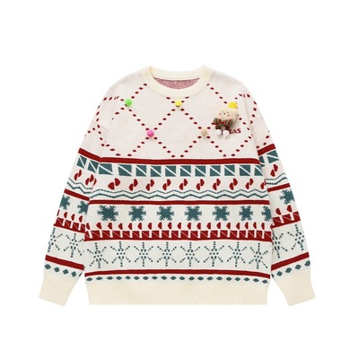 YORAINBOW 玩偶节日氛围毛衣秋冬针织圣诞情侣小众设计感新款毛衣