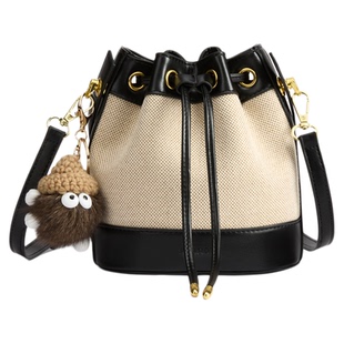 星期六水桶包抽绳小包女款休闲撞色复古通勤手提包单肩斜挎包小众