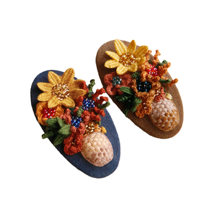 向日葵刺绣手工diy发卡材料包立体花朵边夹bb鸭嘴夹送朋友礼物