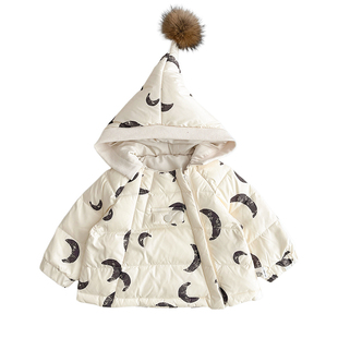 儿童冬装精灵帽白鸭绒羽绒服婴儿北欧风男女宝宝加厚外套保暖外出