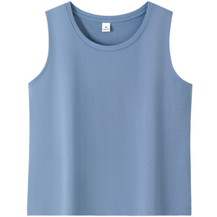 夏天无袖背心女士圆领短款跨栏棉质大码宽松打底内搭运动外穿百搭