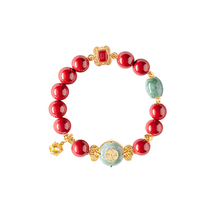 故宫淘宝｜福在眼前翡翠朱砂手串文创手链马年新年本命年生日礼物