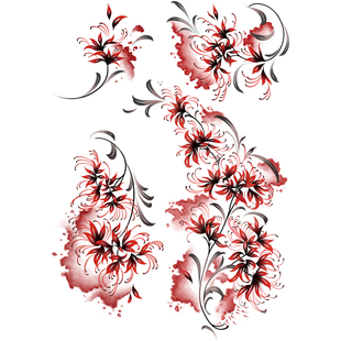 MG tattoo 曼珠沙华 忘川河畔彼岸花图案唯美浪漫花朵大图纹身贴