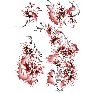 曼珠沙华彼岸花图案纹身贴