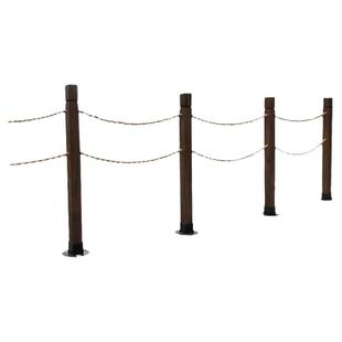 户外实木护栏立柱碳化防腐木穿绳防护围栏河道景区小湖边栏杆栅栏