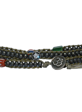 两圈琉璃珠925银编织手链