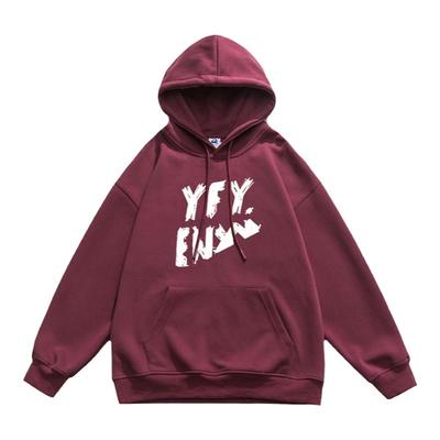 港仔文艺男美式印花连帽卫衣男生