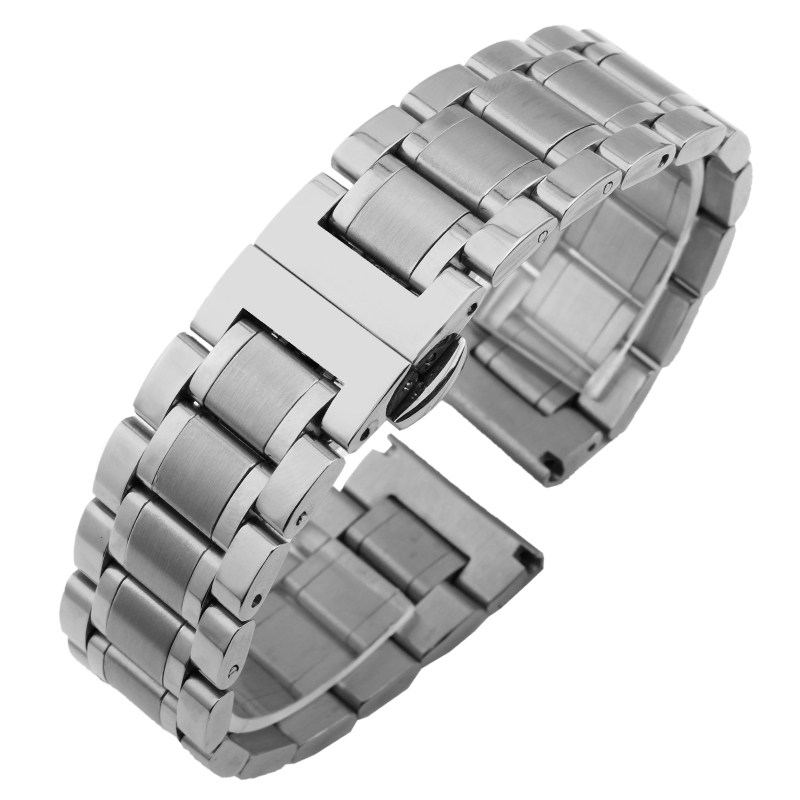 罗西尼原装款手表带钢带 精钢蝴蝶扣男女商务手表带配件弧口1821m