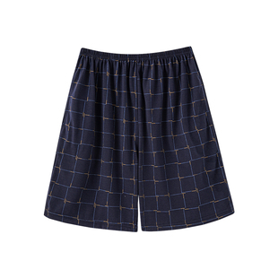 芬腾可安夏季男士睡裤短裤薄款宽松棉质五分裤大码家居裤男可外穿