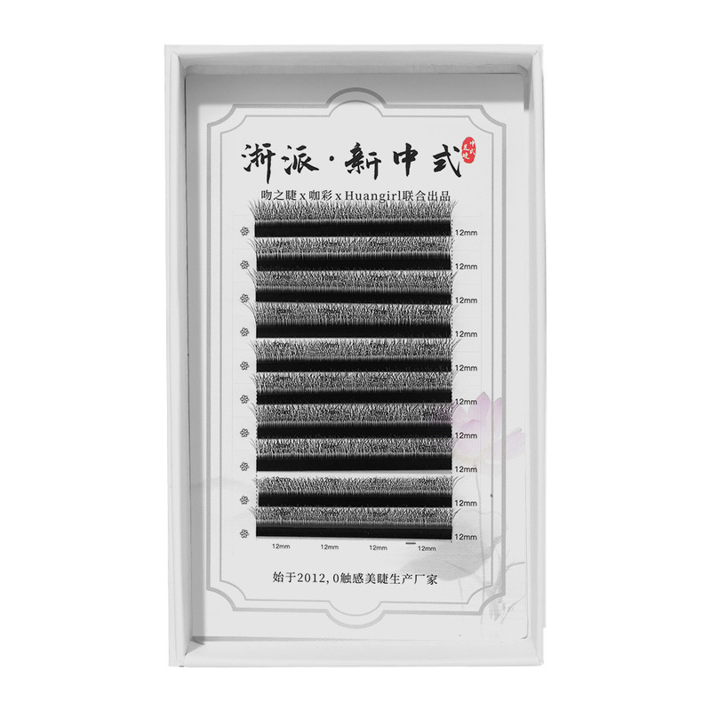 L型国风仿真四叶花小绒花嫁接睫毛 美睫店专用高替山茶花毛茸茸款