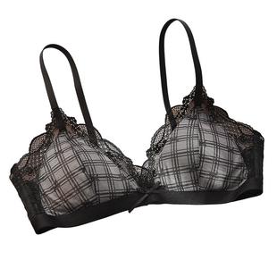 Gukoo/果壳内衣女26年新款蕾丝性感女士格子文胸内裤套装