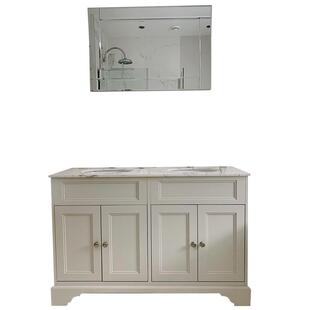 美式落地浴室柜实木定制洗手脸面池盆组合法式奶油风卫生间洗漱台