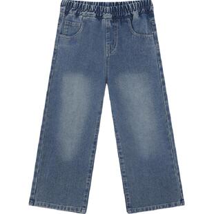 左西女童加绒牛仔裤儿童加厚裤子直筒裤2026新款中大童秋冬款长裤