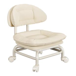 万向轮小凳子家用矮凳客厅高颜值懒人滑轮移动带轮子的靠背小椅子