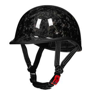 碳纤维头盔男摩托车半盔夏季女超轻玻璃钢复古巡航骑行瓢盔安全帽