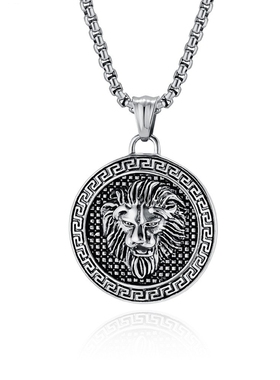 欧美嘻哈复古狮子头钛钢项链