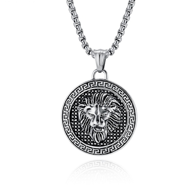 欧美嘻哈复古狮子头钛钢项链