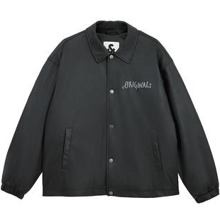 【轻薄羽绒服】杰克琼斯男冬宽松PU皮衬衫式教练夹克外套短款男装