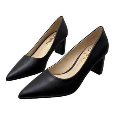 外贸女鞋单鞋粗跟尖头工作鞋