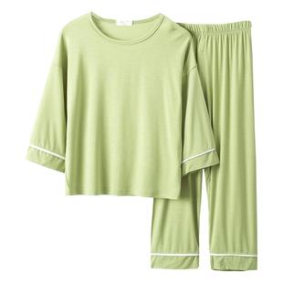 儿童春夏秋季男童睡衣薄款长袖防着凉莫代尔家居服女童套装中大童