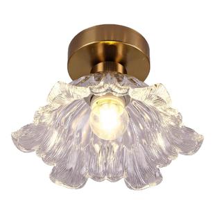 复古中古风花瓣玻璃吸顶灯玄关过道灯走廊光影氛围灯阳台灯小夜灯