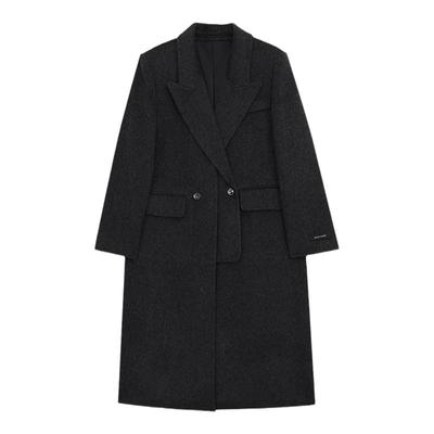 韩版新款 羊毛长款大衣639翻领长毛休闲通勤百搭洋气女装羊毛大衣