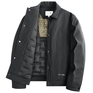 【羽绒内胆】与狼共舞翻领夹克男2025秋冬新款棋盘格保暖休闲外套