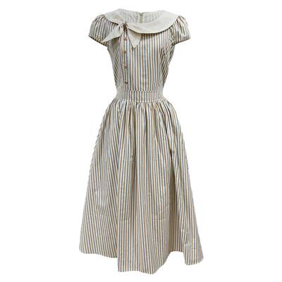 JUJU定制复古娃娃领短袖连衣裙