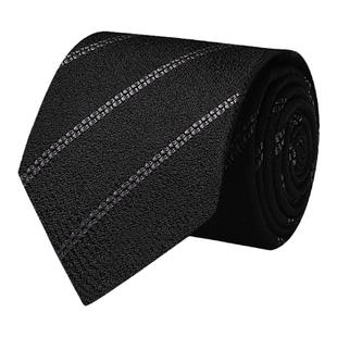 黑色条纹领带8cm休闲西装衬衫高档正装商务手打男士高级感