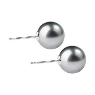 GiO珠宝大溪地铂金灰海水黑珍珠耳钉女18K金耳饰吉尔德证格雷系灰