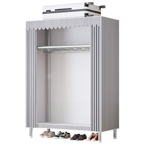 简易衣柜家用卧室全钢架钢管加粗衣柜组装儿童衣橱出租房挂衣架