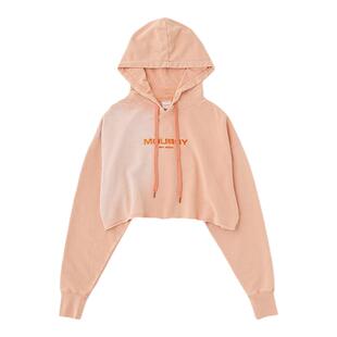 MOUSSY 冬季新品做旧卷边刺绣LOGO短款连帽卫衣010HSL90-0220