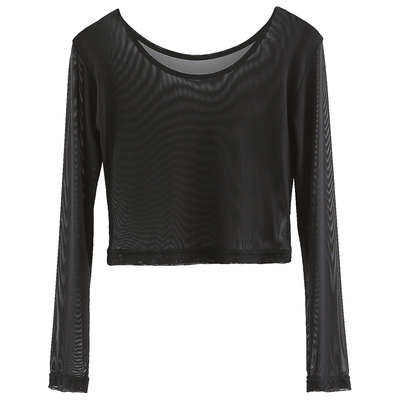 网纱上衣镂空性感蕾丝女打底衫