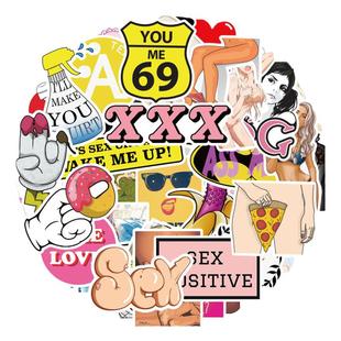 96张个性欧美潮流恶搞涂鸦贴纸笔记本电脑主机箱平板吉他滑板电动车机车汽车摩托车冰箱头盔diy装饰贴画防水