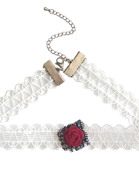 九尾自制优雅玫瑰蕾丝项链choker