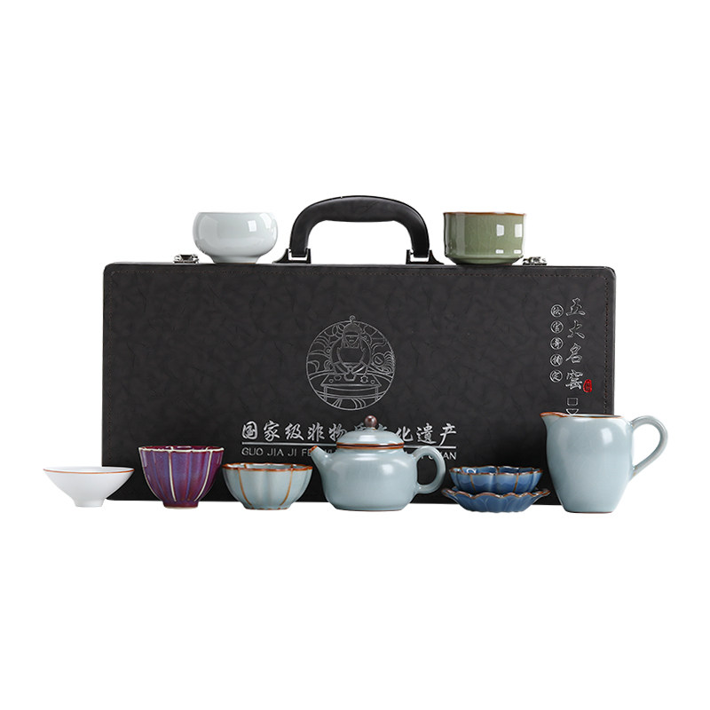 石茗堂五大名窑茶具套装高档陶瓷