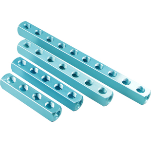 多管路气排分流器多通气管接头水路气路分配器2分4分通孔分气块铝